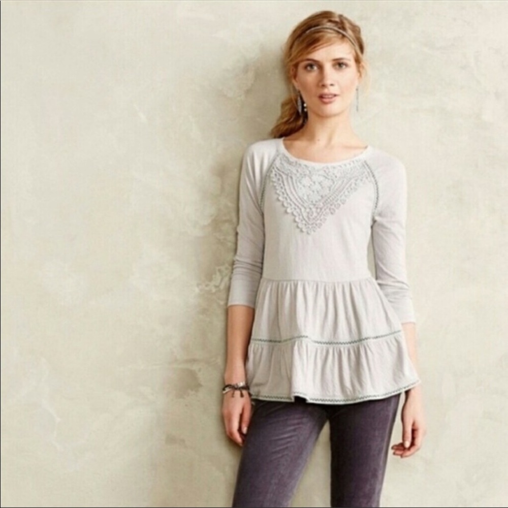❤️NWOT❤️Anthropologie Meadow Rue Tiered Crotchet Top